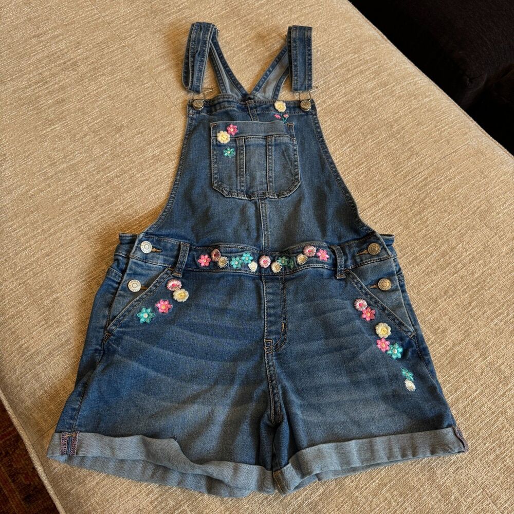 Jordache Overalls Youth Girl's Denim w/Embroidered Flowers SZ XXL
